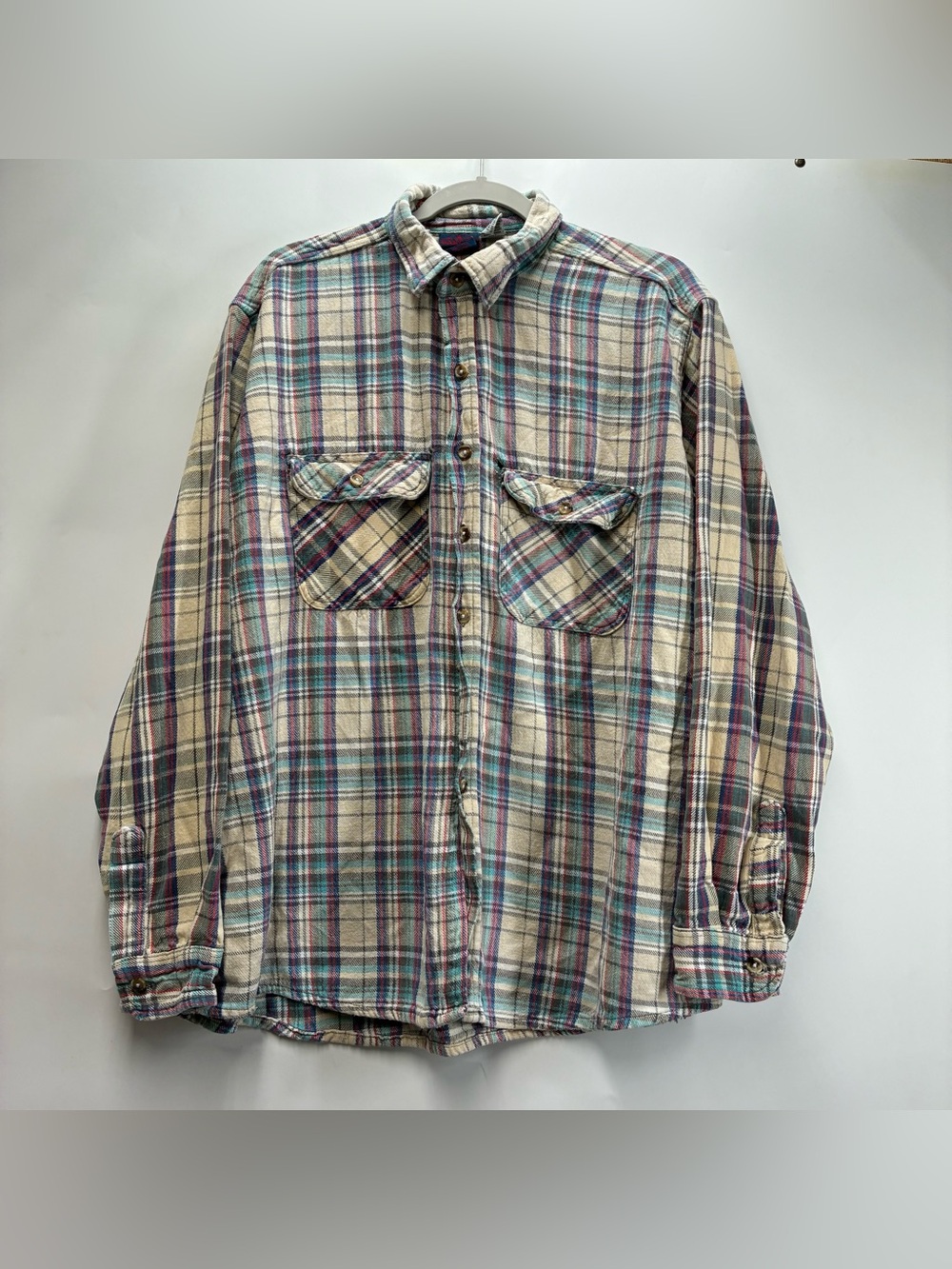Dakota by Five Brother Mens XXL Tall Blue Plaid Heavy Cotton Flannel Shirt
